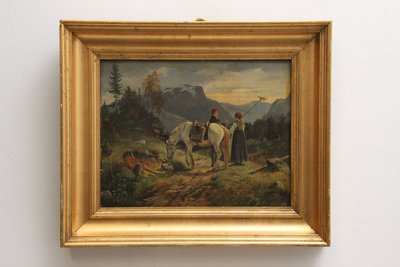 1800-tals bjerglandskab maleri
