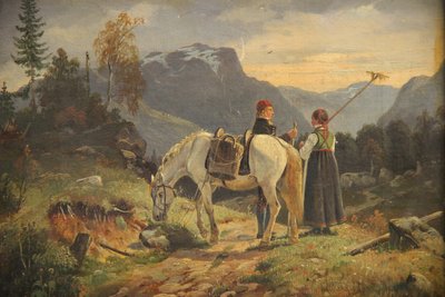 1800-tals bjerglandskab maleri
