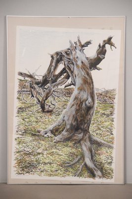 Stort originalt mixed media værk 2000
