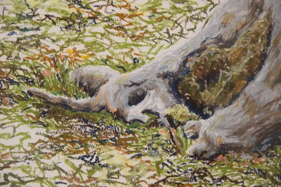 Stort originalt mixed media værk 2000