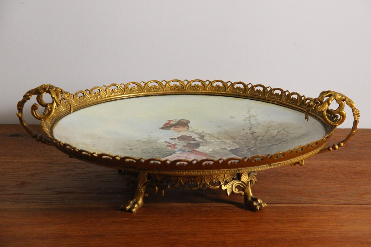 Antik fransk porcelænsbakke