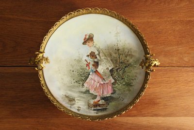 Antik fransk porcelænsbakke