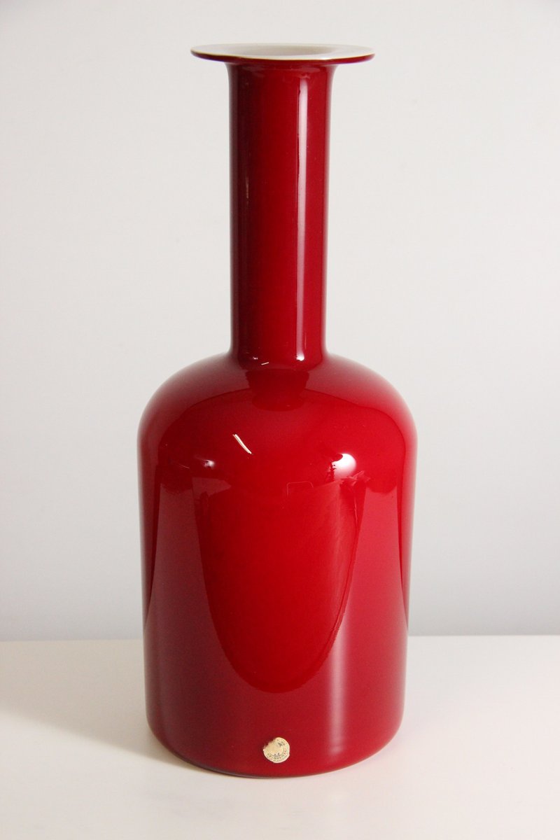 Otto Brauer rød vase for Holmegaard