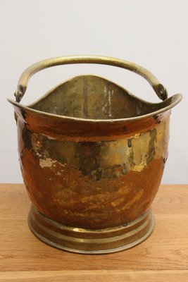 Antik victoriansk kulspand i kobber og messing