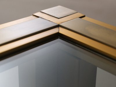 Italiensk sofabord i messing og glas