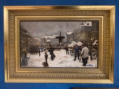 Porcelænsbillede, Vinterdag på Gammel Torv , Bing & Grøndahl