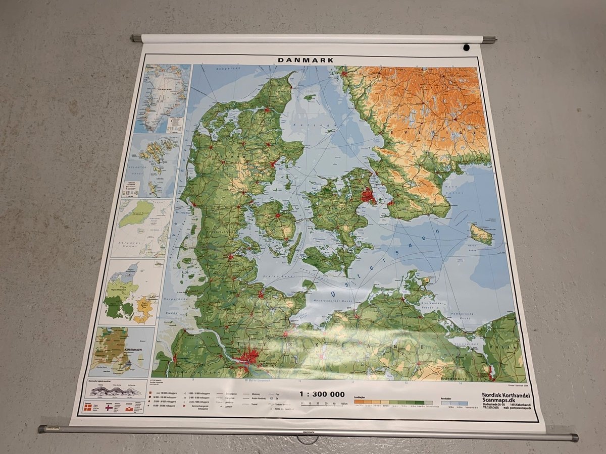Danmarkskort på lærred