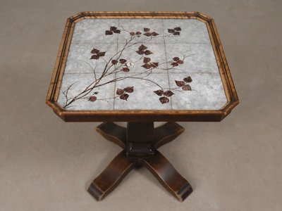 Unikt vintage kakelbord med botanisk motiv
