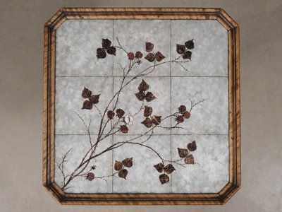 Unikt vintage kakelbord med botanisk motiv