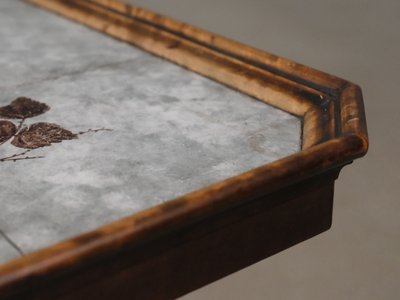Unikt vintage kakelbord med botanisk motiv