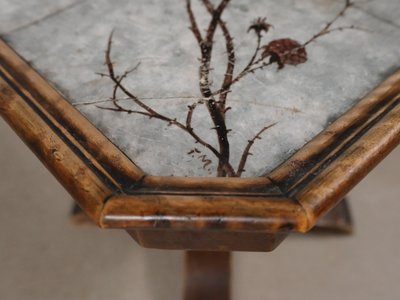 Unikt vintage kakelbord med botanisk motiv